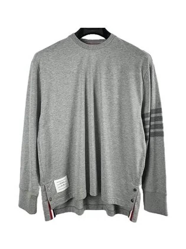 Diagonal Rugby Long Sleeve T Shirt Grey - THOM BROWNE - BALAAN 2