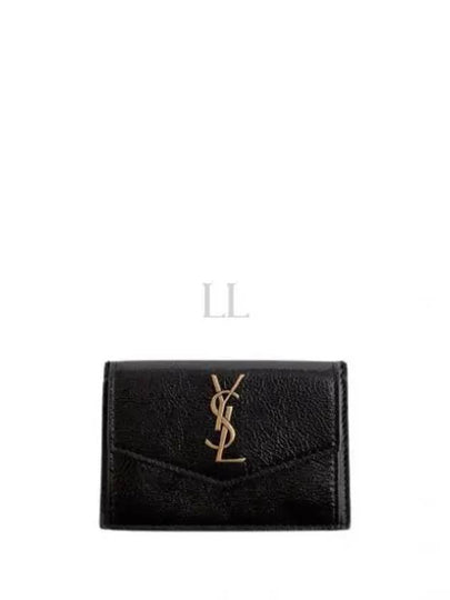 Logo Monogram Calfskin Card Wallet Black - SAINT LAURENT - BALAAN 2