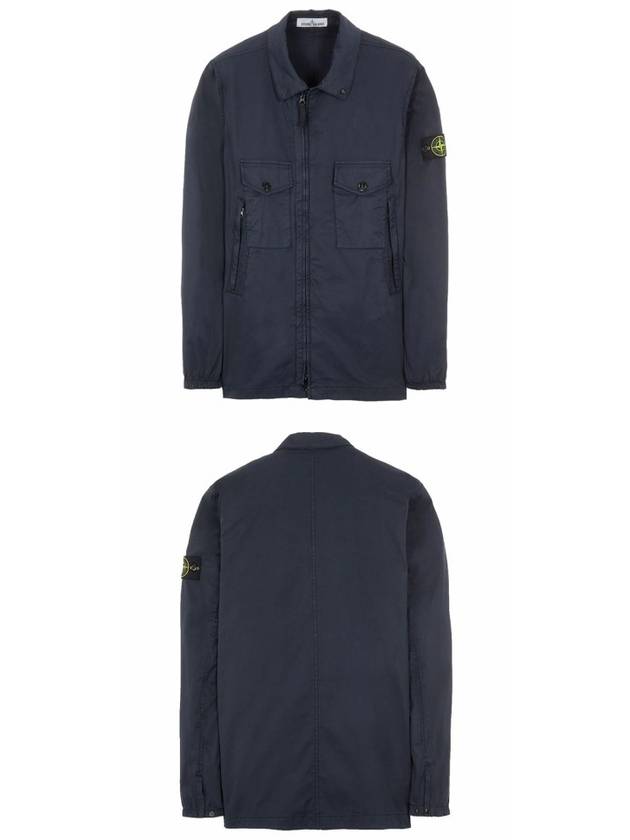 Stretch Cotton Gabardine Over Long Sleeve Shirt Navy - STONE ISLAND - BALAAN 5