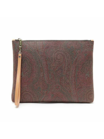 Paisley Strap Pouch Clutch Bag Brown - ETRO - BALAAN 1