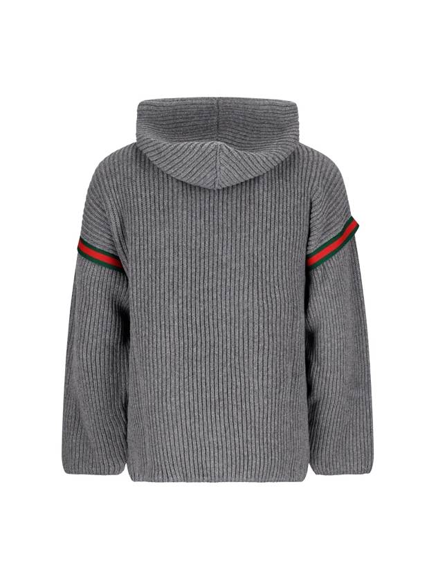 Wool Cashmere Hoodie Grey - GUCCI - BALAAN 3