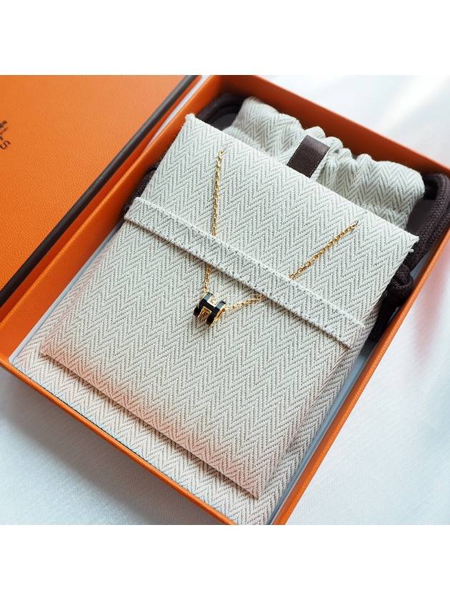 Mini Pop H Pendant Necklace Gold Noir - HERMES - BALAAN 2