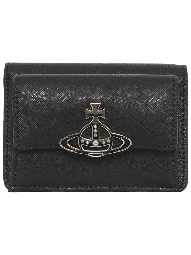 ORB Logo Small Flap Half Wallet Black - VIVIENNE WESTWOOD - BALAAN 3