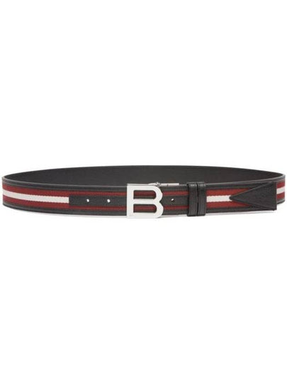 B Bold Buckle Leather Belt White Red - BALLY - BALAAN 2