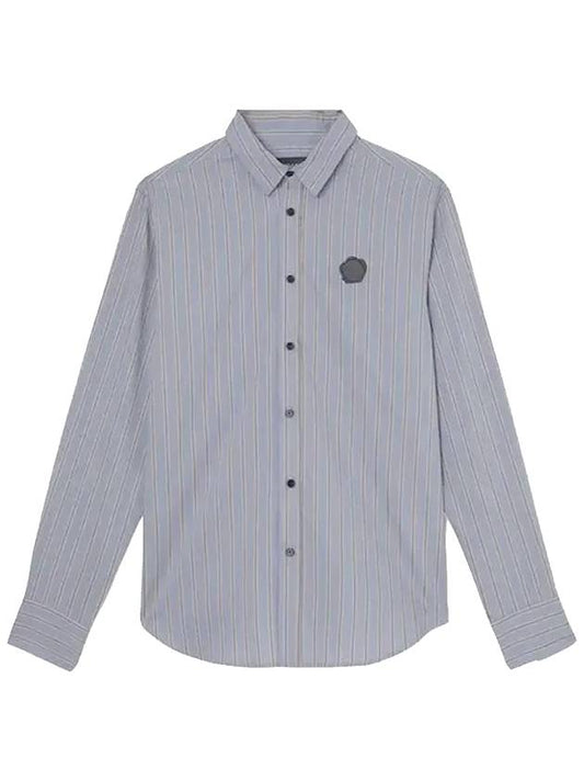Men's Rubber Patch Striped Long Sleeve Shirt Blue - VIKTOR&ROLF - BALAAN.