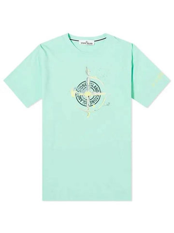 Marble One Logo Print Short Sleeve T-Shirt Mint - STONE ISLAND - BALAAN 1