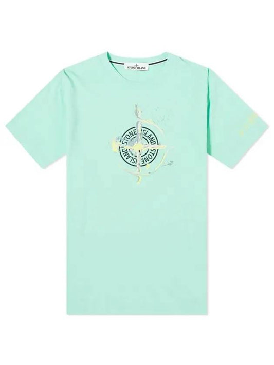 Marble One Logo Print Short Sleeve T-Shirt Mint - STONE ISLAND - BALAAN 1