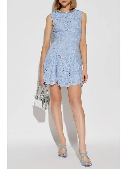 Self Portrait Lace Dress With Shimmering Crystals, Women's, Light Blue - SELF PORTRAIT - BALAAN 2