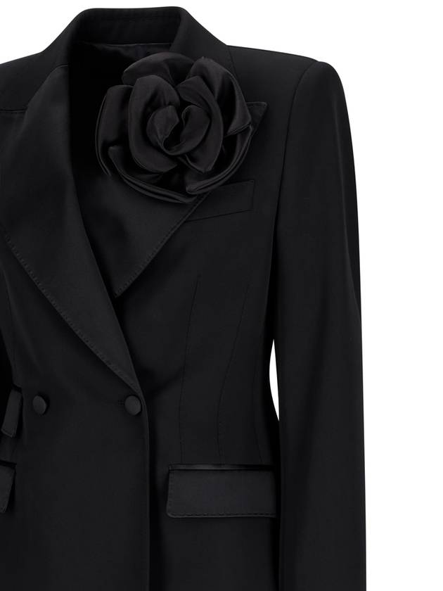 floral applique double breasted blazer jacket black - DOLCE&GABBANA - BALAAN 7