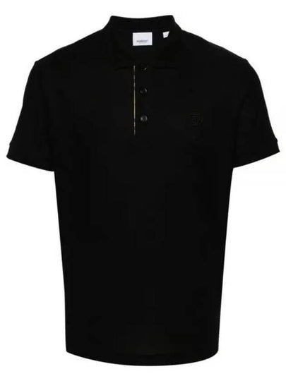 Men's Embroidered Logo Cotton Polo Shirt Black - BURBERRY - BALAAN 2