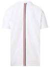 Men's Cotton Pique Center Bag Striped Short Sleeve Polo Shirt White - THOM BROWNE - BALAAN 2