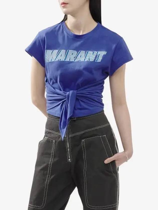 Jodia Logo Short Sleeve T Shirt Blue TS0033FAA1N91E30EB - ISABEL MARANT - BALAAN 1