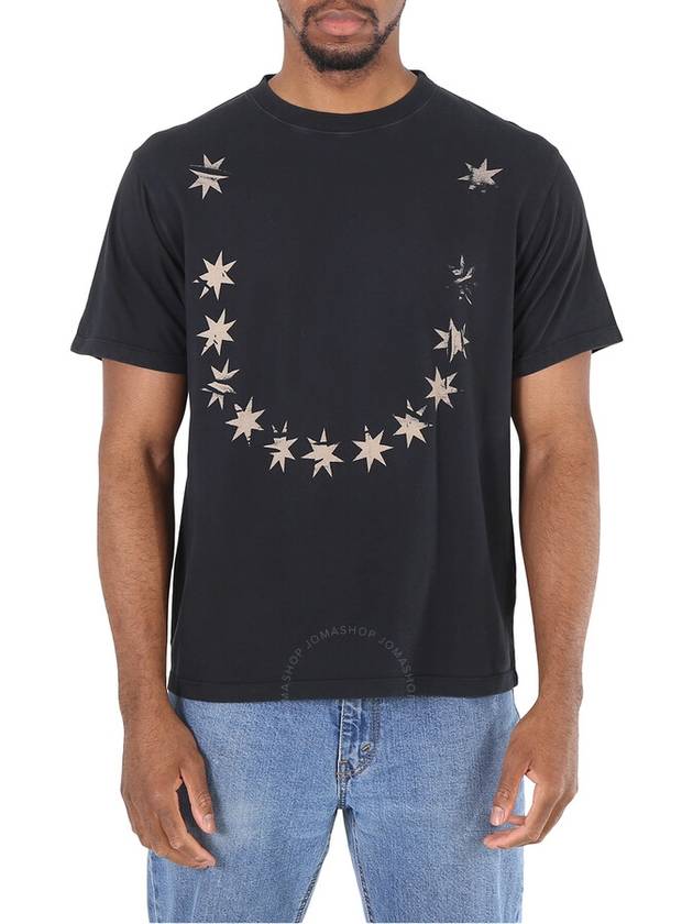 424 Men's Star Print T-Shirt in Black, Size X-Small - 424 - BALAAN 1