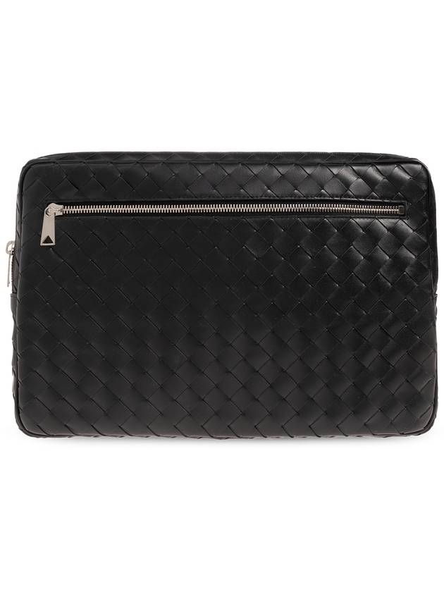 Intrecciato Zipper Leather Laptop Sleeve Black - BOTTEGA VENETA - BALAAN 4