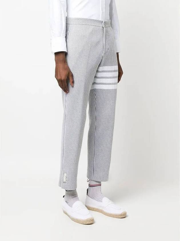 Seersucker Loopback 4 Button Vent Straight Pants Light Grey - THOM BROWNE - BALAAN 5