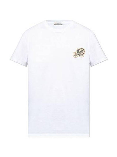 Double Logo Patch Round Short Sleeve T-Shirt White - MONCLER - BALAAN 2