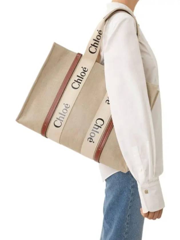 Woody Large Tote Bag White Brown Beige - CHLOE - BALAAN 6