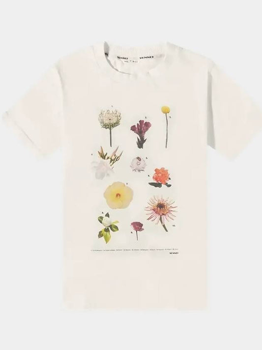 Short sleeve unisex flower print classic t-shirt white MRTWXJER007 - SUNNEI - BALAAN 1