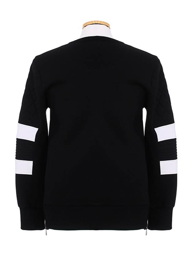 Quilted Neckline Zipper Neoprene Sweatshirt Black - NEIL BARRETT - BALAAN 4