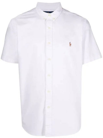 Embroidered Logo Oxford Short Sleeve Shirt White - POLO RALPH LAUREN - BALAAN 1