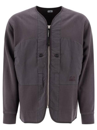 Diagonal Fleece Zip-Up Jacket Boulevard Violet - CP COMPANY - BALAAN 1