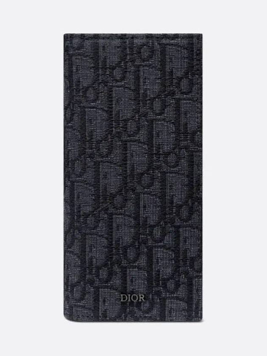 Vertical Long Wallet Black Oblique Jacquard - DIOR - BALAAN 2