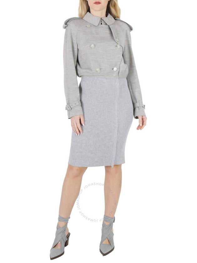 Burberry Ladies Grey Melange Technical Wool Reconstructed Trench Coat, Brand Size 8 (US Size 6) - BURBERRY - BALAAN 1