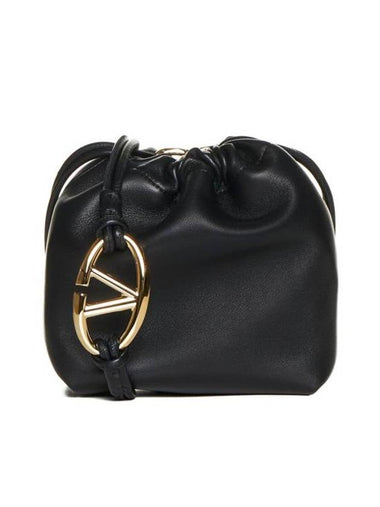 V Logo Pouf Drawstring Small Shoulder Bag Black - VALENTINO - BALAAN 1