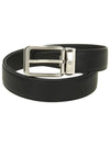 Rectangular silver plated steel buckle smooth leather belt black - MONTBLANC - BALAAN 2