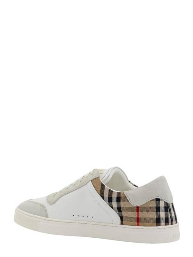 Check Leather Suede Sneakers Natural White Archive Beige - BURBERRY - BALAAN 4