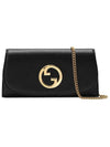 Women's Blondie Continental Chain Leather Long Wallet Black - GUCCI - BALAAN 1