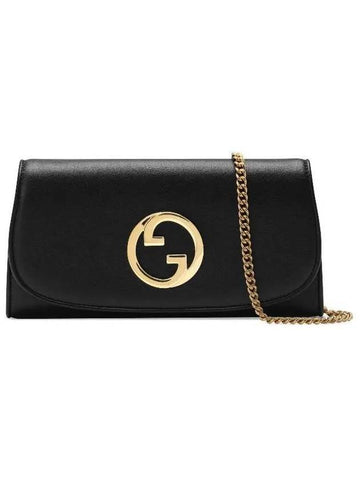 Women's Blondie Continental Chain Leather Long Wallet Black - GUCCI - BALAAN 1