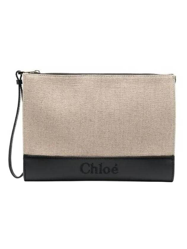 Sense Zipper Clutch Bag Beige Black - CHLOE - BALAAN 1