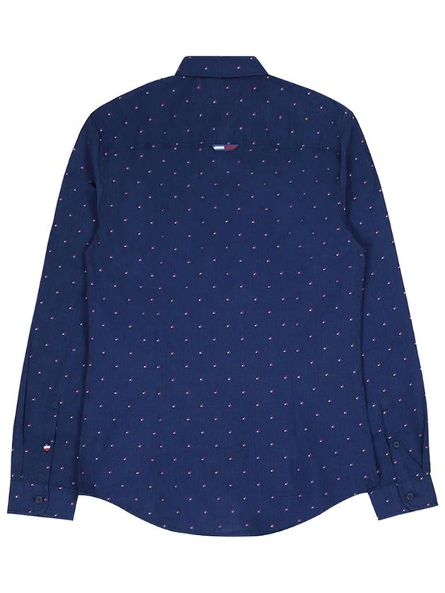 Dobby Spot Slim Fit Long Sleeve Shirt Navy - TOMMY HILFIGER - BALAAN 3