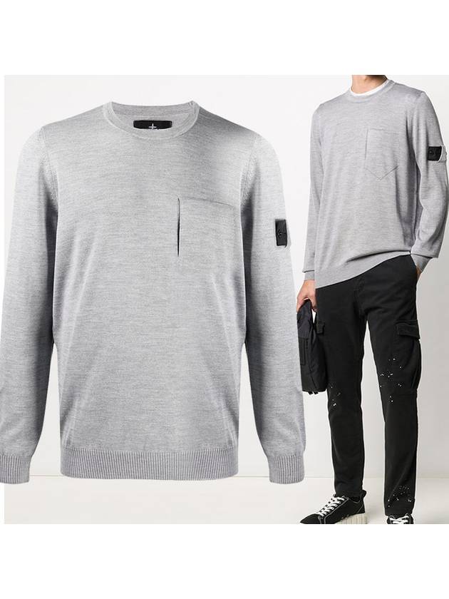 Men's Shadow Project Wappen Pocket Wool Knit Top Grey - STONE ISLAND - BALAAN 2