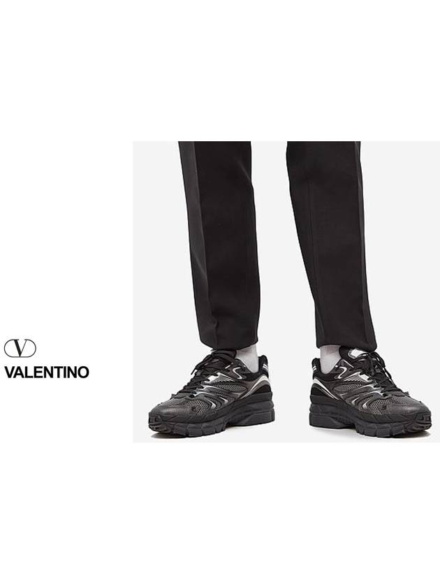 Fabric Calfskin Low Top Sneakers Black - VALENTINO - BALAAN 9