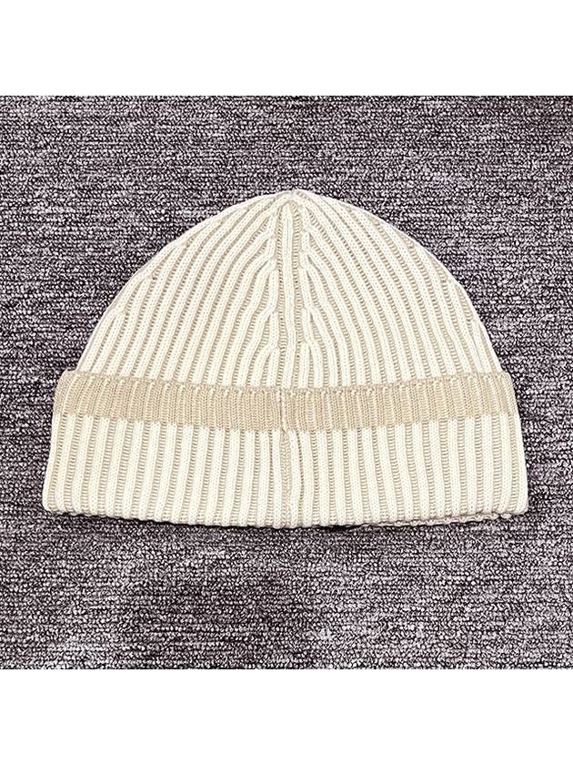 Vanise Full Rib Logo Patch Beanie Natural White - STONE ISLAND - BALAAN 3