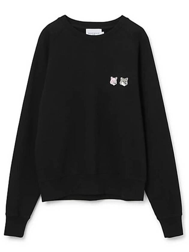 Double Fox Patch Head Sweatshirt Black - MAISON KITSUNE - BALAAN 2