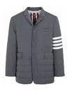 4 Bar Poly Twill Padding Blazer Jacket Grey - THOM BROWNE - BALAAN 2