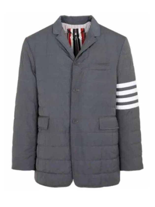 4 Bar Poly Twill Padding Blazer Jacket Grey - THOM BROWNE - BALAAN 2