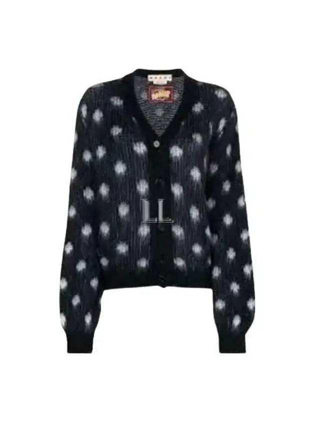 Polka Dot Pattern V-Neck Cardigan Black - MARNI - BALAAN 2