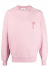 Embossed logo heart patch crewneck sweatshirt pink - AMI - BALAAN 2