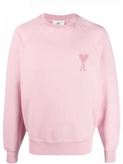 Embossed logo heart patch crewneck sweatshirt pink - AMI - BALAAN 2