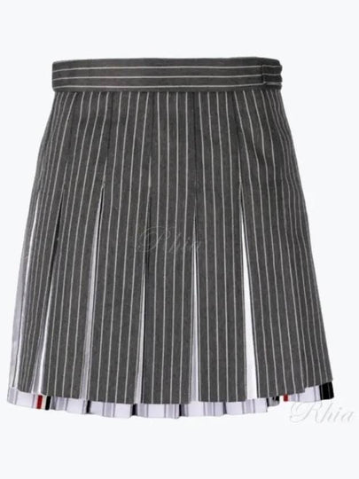 RWB Tab Wool Mini Mini Pleated Skirt Grey - THOM BROWNE - BALAAN 2