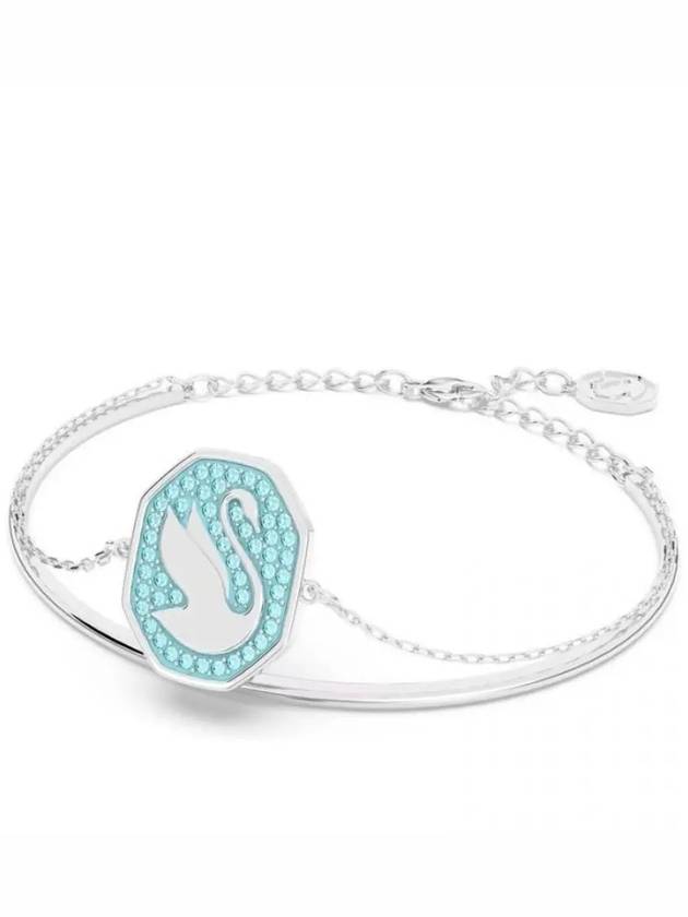 Swan Octagon Emblem Bangle Bracelet Blue Silver - SWAROVSKI - BALAAN 3