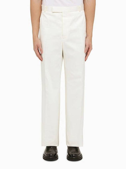 Low Rise Cotton Straight Pants White - THOM BROWNE - BALAAN 2