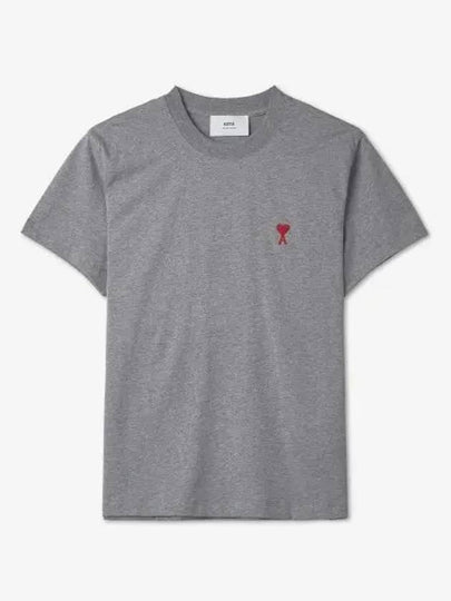 Small Heart Logo Short Sleeve T-Shirt Heather Grey - AMI - BALAAN 2