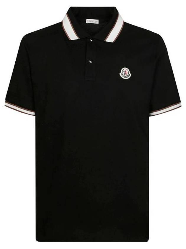 Logo Patch Polo Shirt Black - MONCLER - BALAAN 1