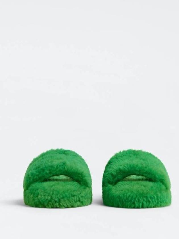 Teddy Shearling Slippers Green - BOTTEGA VENETA - BALAAN 3