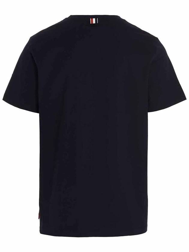 Men's Side Slit Relaxed Short Sleeve T-Shirt Navy - THOM BROWNE - BALAAN 3